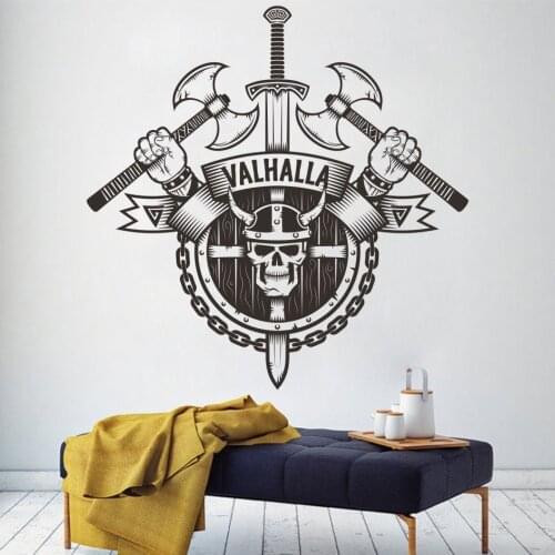 Viking Wall Sticker Norse Mythology Warrior Pirate Weapon Shield Nordic Style Bedroom Door Glass Home Decor Vinyl Decal Gift W1