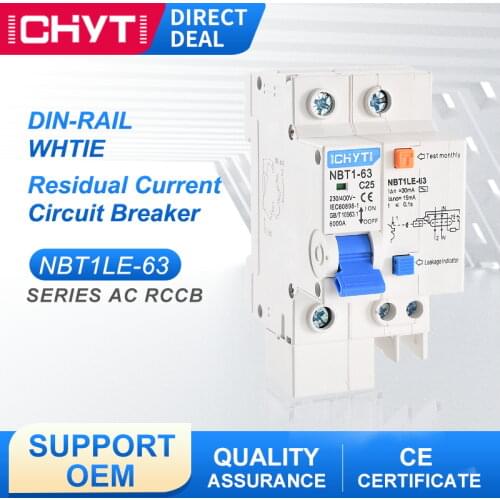 NBT1LE-63 1P+N 230/400V 10A 16A 20A 25A 32A 40A 50A 63A Transparent Residual Current Earth Leakage Circuit Breaker RCBO RCCB