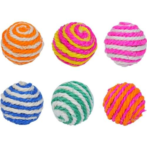 New Cat Pet Sisal Rope Weave Ball Teaser Play Chewing Rattle Scratch Catch Toy Interactive Scratch Chew Toy For Pet Cat Dog