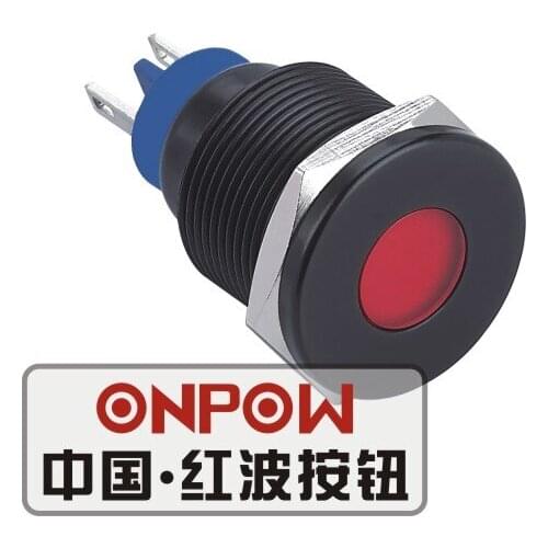 ONPOW 19mm Metal LED Waterproof Signal lamp, Black indicator lamp, indicator light (GQ19T-D/R/6V/A) CE,RoHS
