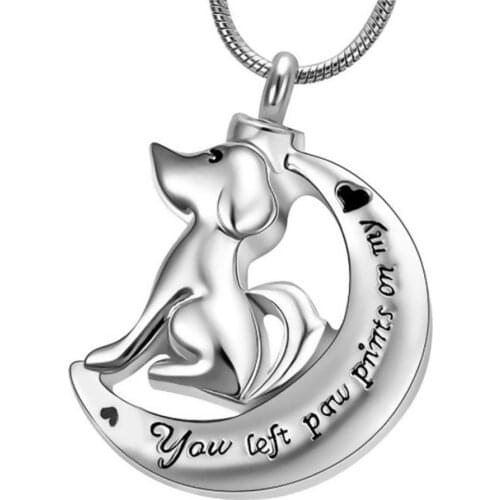 Cat/Dog Pet Loss Gift Memorial Necklace Urn for Ashes, You Left paw Prints on My heart Stainless steel cremation Pendant Jewelry