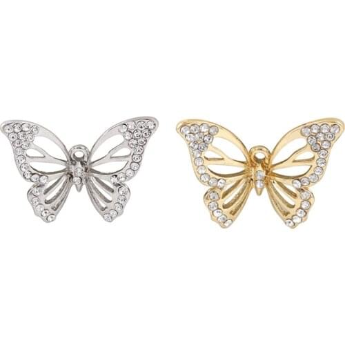 20PCS Necklace Charms Crystal Pendant Alloy Metal Butterfly Dangle Handmade Jewelry 29*21mm