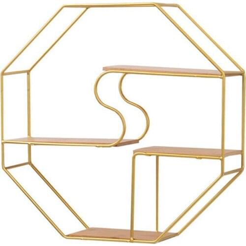 Floating Shelves Wall Mounted Octagon Wall Shelf Metal Storage Rack Holders for Living Room Bedroom Decoration