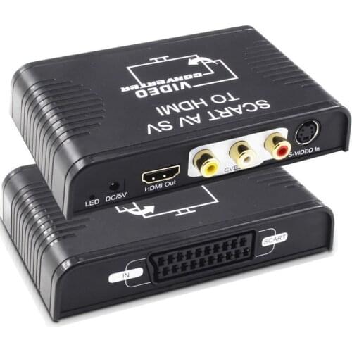 AV Scart HDMI converter 3-in-1 S-video composite AV Scart to HDMI converter Switcher S-video+RCA+Scart to HDMI out
