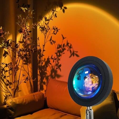 USB Sunset Projection Night Lights Live Broadcast Photography Background Atmosphere Projector Bedroom Decor Rainbow Desk Lamp