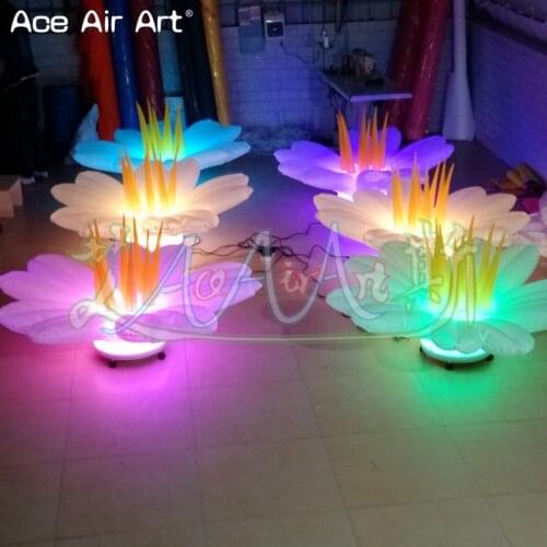 Advertising lighting inflatable flowers,1.5m inflatable glowing flower replica with led lights for wedding,party and stage,Club