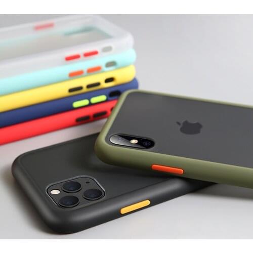 For iPhone X XR XS Max 11 pro max 7 8 Plus Luxury Shockproof Case Silicone Translucent Matte phone Back cover cases fundas