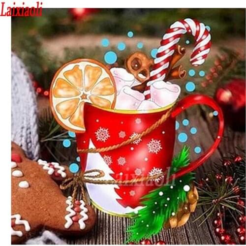 Christmas scenery Diamond Painting Full round Drill Coffee Cup Diamond Embroidery 5D square Home Decor Picture Of Rhinestones