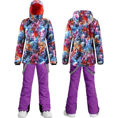 Bran Cosmic Sky Style Womens Snowboard Clothes Waterproof Windproof Costumes Winter Outdoor Suit Ski Jacket + Snow Pants Girls