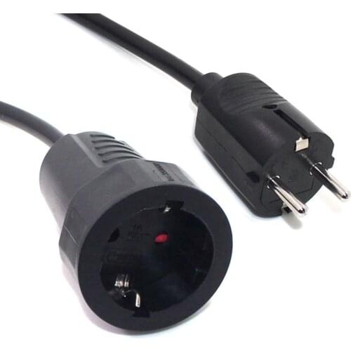 European Standard Male To Female Power Extension Cable 3G1.0mm Wire Gauge EU Germany Copper AC Socket and Plug Cord 250V 16A