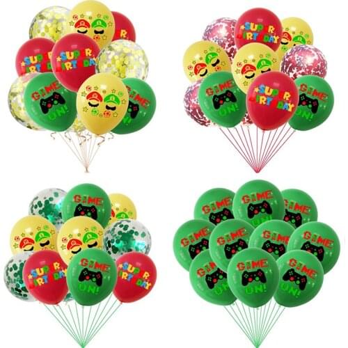10/15pcs Super Mary Mario theme Sequin mixed latex balloon Childrens birthday party decoration balloons Scene decoration