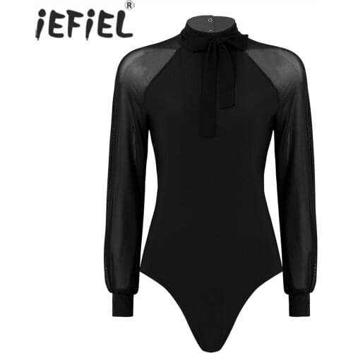 Adult Femme Long Sleeves Cutout Back Ballet Dance Turnpakje Gymnastics Leotard Ballerina Womens Contemporary Dancewear Costumes