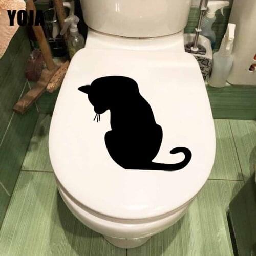 YOJA 23.2X18.6CM Cartoon Cat Wall Sticker Decor Mural KItchen Home Art Toilet Decal T5-0217