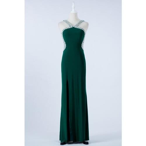 Huner green nice Evening Dress 2020 Open back sleeveless beads Decorative beauty luckgirls Customizable fashion Mocini Tailor