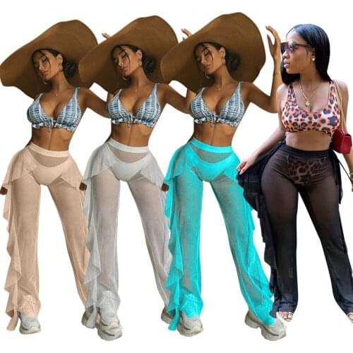 Casaul Women Joggers Pants Streetwear Women See Through Trousers Women Summer Beach Clothes For Women