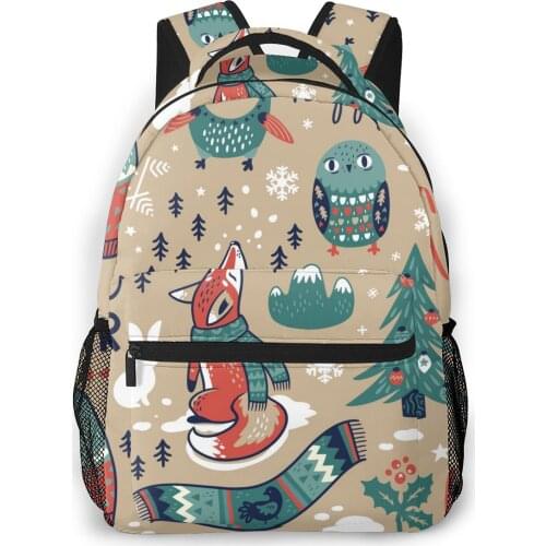 Women Backpack Kids School Bag for Teenage Girls Winter Fox Owls Lovely Element Laptop Notebook Bagpack Travel Back Pack 2021
