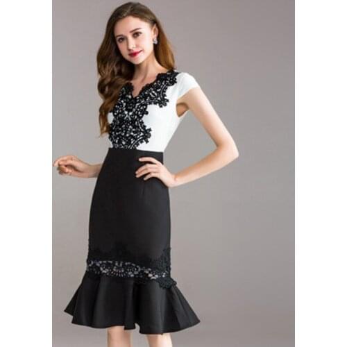 Out Mermaid Hollow dress Superior quality Spring summer women elegant sexy Party Dress plus size XXXL office work dresses