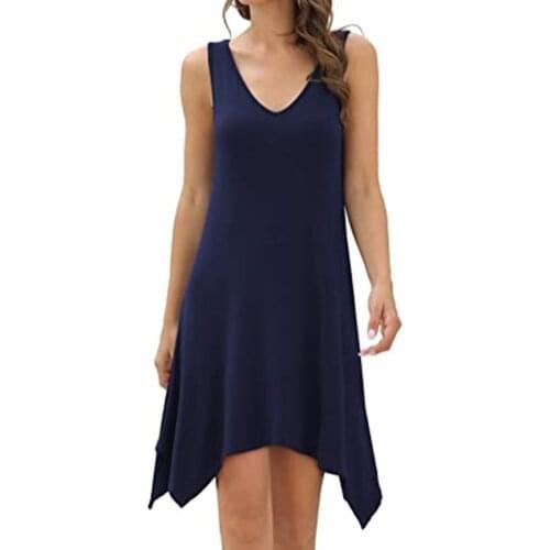 2021 Asymmetric Hem Dress Mini Sexy Summer Dress Short Sexy Sleeveless Vintage Elegant Off Shoulder Strap Women Lady Dress D30