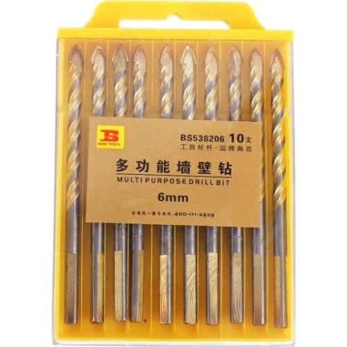 BOSI 10pc 6mm Multipurpose Spear Head Wall Ceramic Tile Glass Plastic Wood Hole Drill Bits