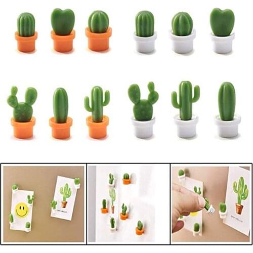 Creative 18Pcs Mini Cactus Refrigerator Magnets Locker Fridge Magnets Notice Message Magnetic Stickers for House Office Decor