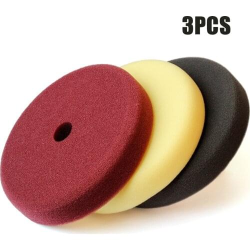3Pcs 7inch Sponge Buffing Pads Sanding Disc Foam Polishing Pads Kit For Car Waxing Universal Polisher Replacement Part