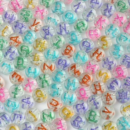 4x7mm Starry Sky Multicolor Letter Acrylic Beads Round Flat Alphabet Loose Spacer Beads For Jewelry Making Handmade Diy Bracelet