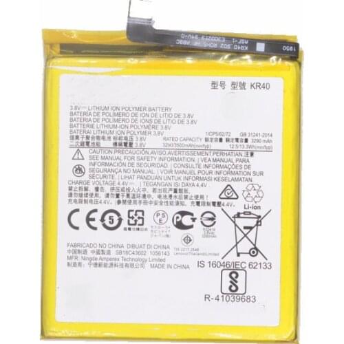 5pcs /lot 3500mAh / 13.3Wh KR40 Phone Replacement KR40 Battery For Motorola Moto One Vision XT1970 Batteries