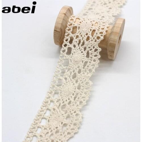 5yards/lot 4cm Hollow Beige Cotton Lace Trims Dress Sweater Clothes Edge Embellishment DIY Patchwork Handmade Sewing Craft