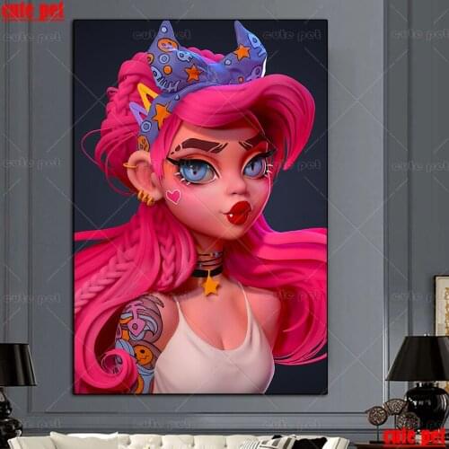 5d diamond painting Cartoon cute girl full square drill diamond embroidery diamond mosaic view DIY rhinestone Home decor art
