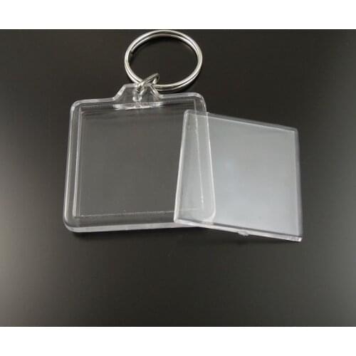 8pcs/Pack Transparent Blank Acrylic Insert Photo Picture Frame Inner 33*33mm Keyring Key Chain Split Ring Key Chain Gift 35658