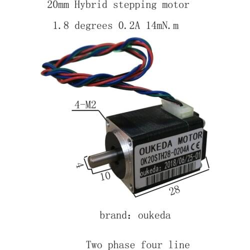 1.8 degrees 2-phase 20mm NEMA8 stepper motor 20BYG28 0.2A 14mN.m Stepping Motor with shaft diamete