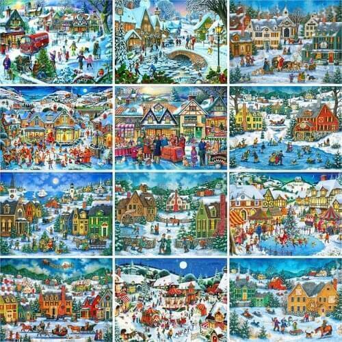 Evershine 5D DIY Diamond Embroidery House Full Square Diamond Painting Christmas Cross Stitch Winter Home Decoration