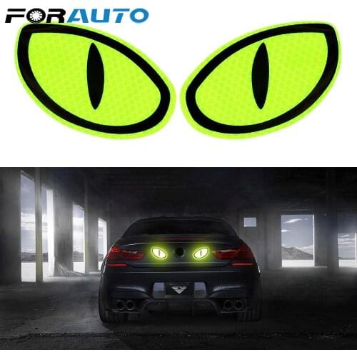 FORAUTO 2 Pieces Car Reflective Sticker Warning Tape Eye Shape Reflective Strips Safety Mark Protective Door Bump Sticker