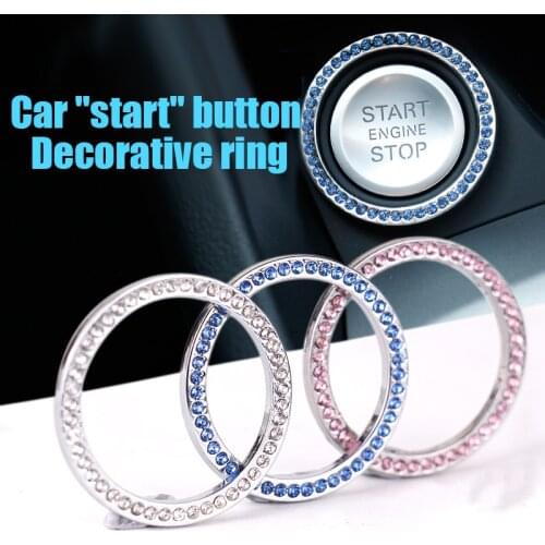 Car Start Button Key Decorative Ring Manual Inlay Drill Ignition Button Decorative Strip Paste Crystal Car Interior Accessories