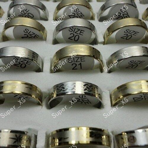 300pcs wholesale lots jewelry ring top gold&silver Plated stainless steel rings free shipping RL114
