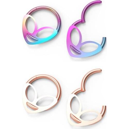 Alien Hoop Septum Nose Ring Hinged Clicker Segment Cartilage Earring Eyebrow Piercing Ear Stud Tragus Helix Body Jewelry