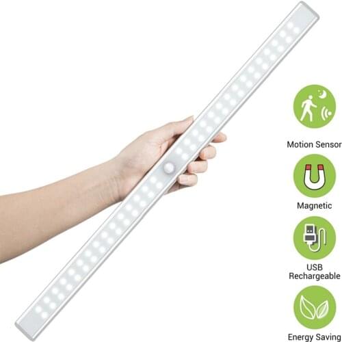 Magnetic 24 40 60 Led Sensor Cabinet Light Usb Rechargeable Motion Sensor Led Lights For Bedroom Kitchen Closet Stairway