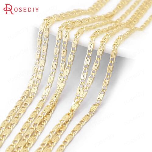 2 Meters 1.6MM 24K Champagne Gold Color Plated Copper Necklace Chains High Quality Diy Jewelry Findings Accessories Wholesale
