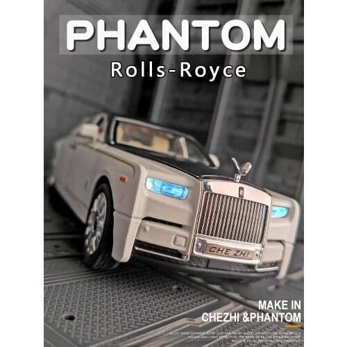 1:24 Rolls-Royce Phantom Car Model Simulation Sound and Light Pull Back Alloy Cullinan Decoration Boy Toy Car Collection Gifts
