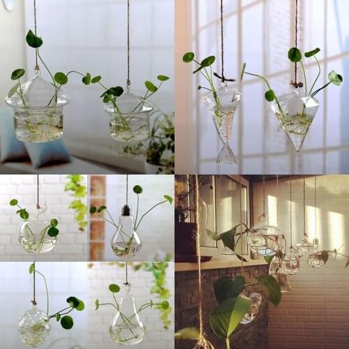Fashion Flower Hanging Vase Glass Planter Plant Terrarium Container Garden Home Wedding Decor 2021 New Hot