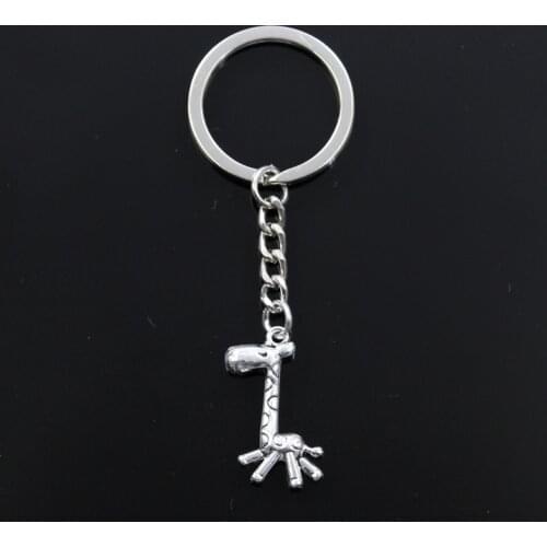 Fashion Keychain 29x19mm Running Giraffe Deer Pendants DIY Men Jewelry Car Key Chain Ring Holder Souvenir For Gift
