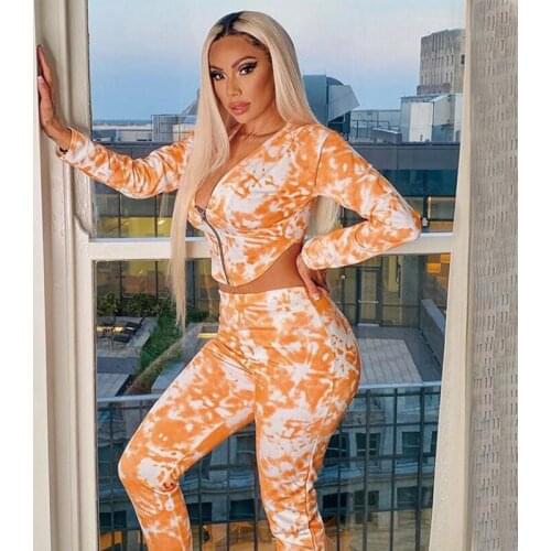 Fashion 2 Piece Women Set Casual Sexy V Neck Long Sleeve Lrregular Zipper Coat Crop Top Pants Matching Outfits Tracksuit Female