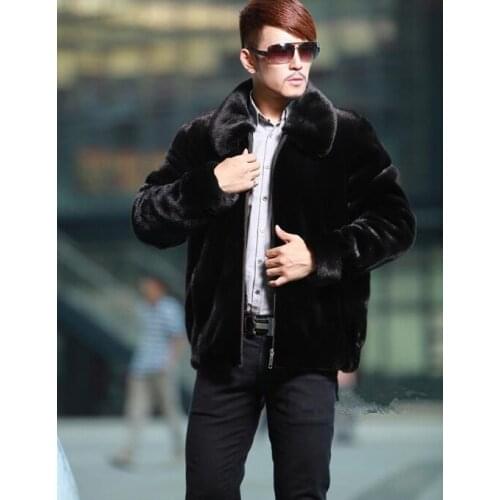 Autumn zipper mink leather jacket mens winter thicken warm fur leather coat men slim jackets jaqueta de couro fashion hooded