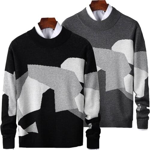 Men Autumn Casual Knitted Cotton Pattern Sweaters Pullover Mens Classic Outfit Fashion O-Neck Sweater Warm Coat Men Clothing 3XL