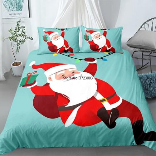 Cartoon Cute Santa Claus 2/3 Piece Set 3D Digital Printed Children Bedroom Decoration Home Fabric Down Bed Cover Pillowcase