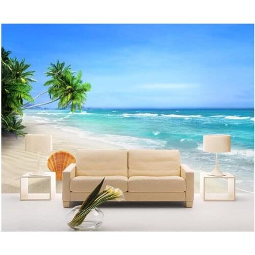 Custom photo mural 3d wallpaper Beach coconut tree seascape scenery living room home decor 3d wall murals wallpaper for wall 3d