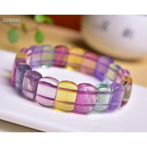 Natural Colorful Fluorite Quartz Bracelet Gemstone 14x10mm Clear Barrel Beads Rare Women Men Jewelry Love Gift AAAAA