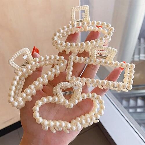 New Hyperbole Big Pearls Hair Claw Clips Big Size Makeup Hair Styling Barrettes for Women Hair Accessories