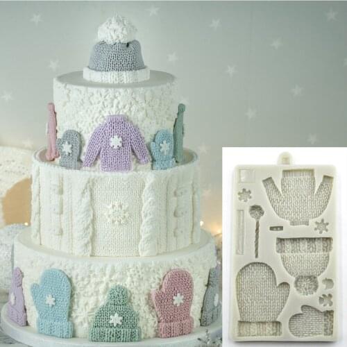 New Wool Gloves Baby Clothes Snowflake Silicone Fondant Cake Mold Chocolate Mold Kitcheb Baking Tools Cake Decorating Tools