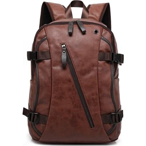 New Korean Mens Backpack Fashion Style Leather Middle School Students School Bag Mens Bag Manufacturer Direct Sales